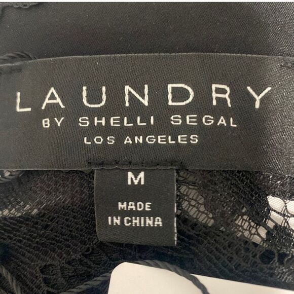 NWT Laundry by Shelli Segal Black Lace Collared Lined Top Women Size M - Picture 4 of 13